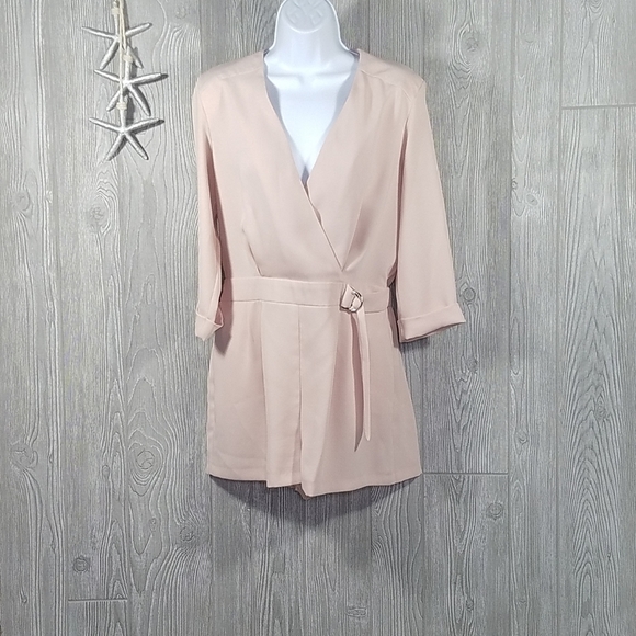 TOPSHOP Minimalist Effortless Wrap Front Romper Size 6 Pink - Picture 13 of 13